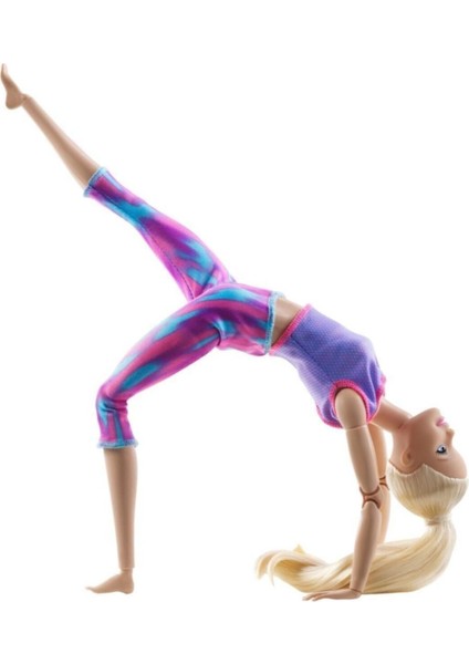 Luxury Barbie Sonsuz Hareket Bebeği Mor Renkli Spor Kıyafeti ile Sarışın Uzun Saçlı Bebek 1 Adet