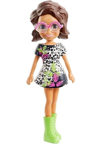 3'lü Set Polly Pocket Lila Shani Gökkuşağı Mor Çiçek Elbiseli Siyah Kahverengi Saçlı Gözlüklü Mattel 1 Adet modelleri