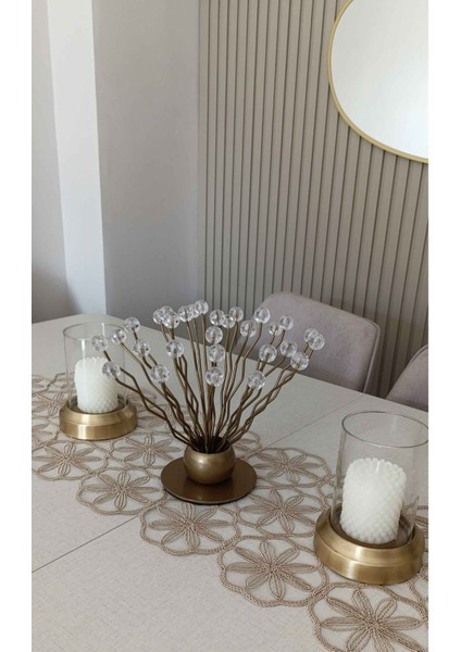 Luxury Dekoratif Mumluk Cam Faunus Metal Mum Tutucu Hediyelik 1 Adet