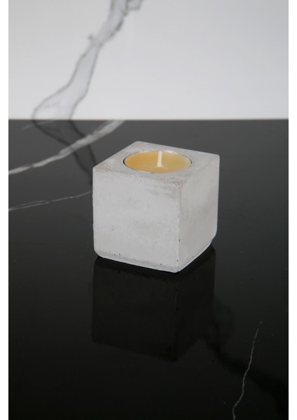 Luxury El Yapımı Beton Kare Mumluk 1 Adet