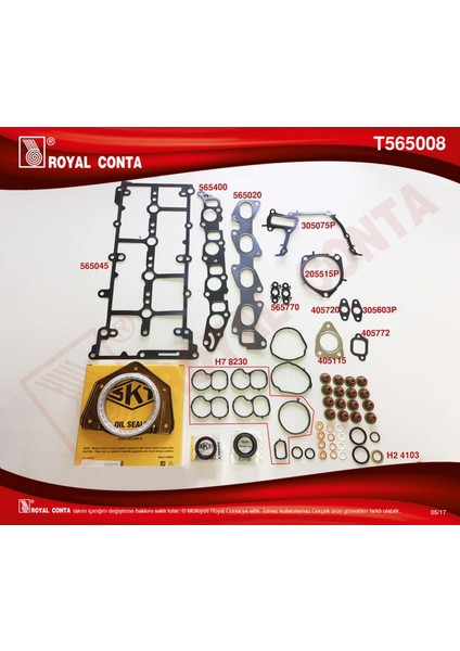 Motor Takim Contasi Keçeli Subap Lastik Skc Siz Doblo-Linea-Bravo Ii 1.6 Dmtj Gnzrz