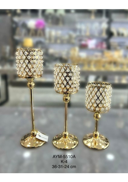 Luxury Gold Kristalli Mumluk 5510A 1 Adet