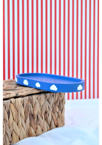 Luxury Bulutlu Oval Organizer Tabak | Banyo Organizeri | Ofis Organizer Tepsi 1 Adet