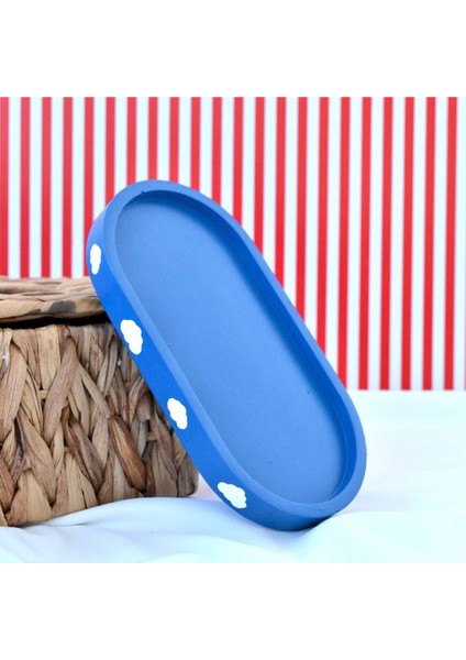 Luxury Bulutlu Oval Organizer Tabak | Banyo Organizeri | Ofis Organizer Tepsi 1 Adet
