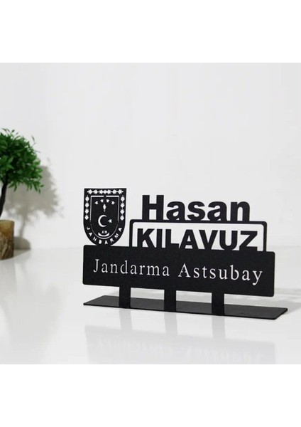 Luxury Jandarma Astsubay Masaüstü Isimlik - Kişiye Özel Metal Masa Isimliği - Hediye Ofis Isimlik 1 Adet