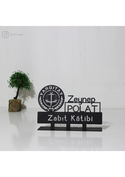 Luxury Zabıt Katibi Masaüstü Isimlik - Metal Masa Isimliği - Hediye Ofis Isimlik 1 Adet