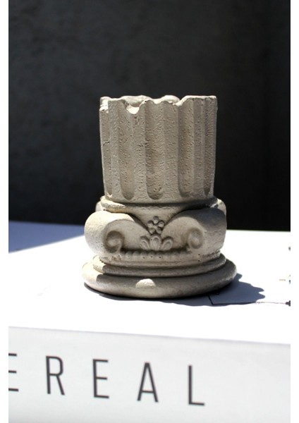 Luxury Antik Mimari Sütun Beton Tealight Mumluk 1 Adet