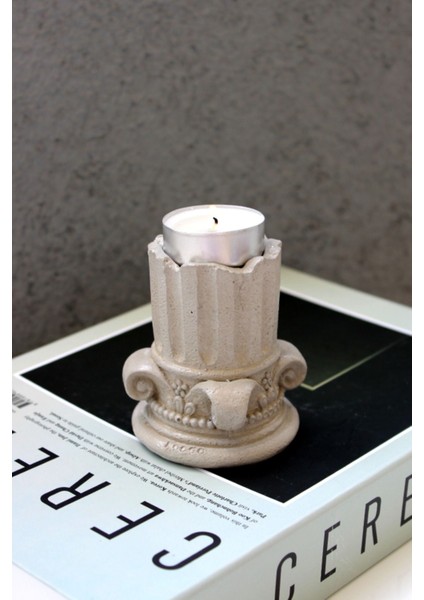 Luxury Antik Mimari Sütun Beton Tealight Mumluk 1 Adet modelleri