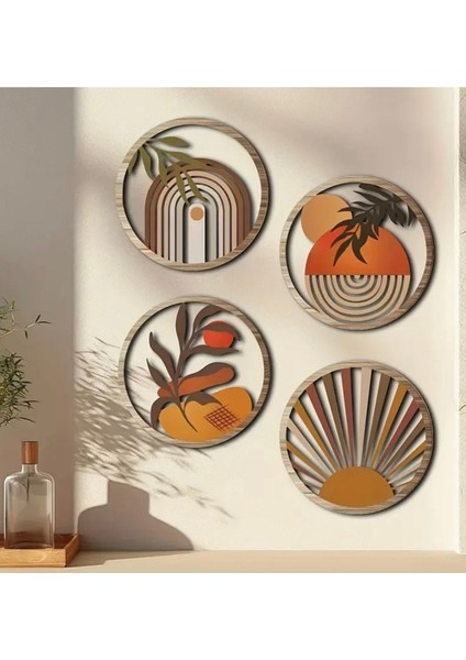 Luxury 4’lü Set Ahşap Oymalı Duvar Dekoru 19’5 Cm. 1 Adet