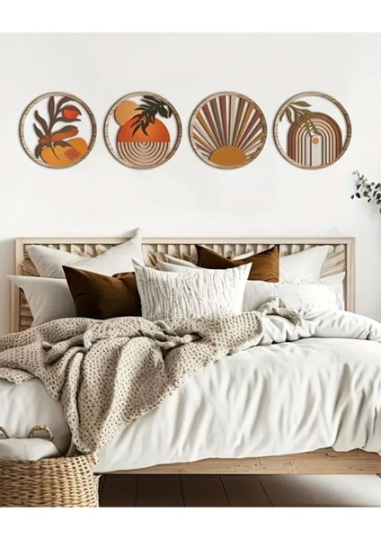 Luxury 4’lü Set Ahşap Oymalı Duvar Dekoru 19’5 Cm. 1 Adet
