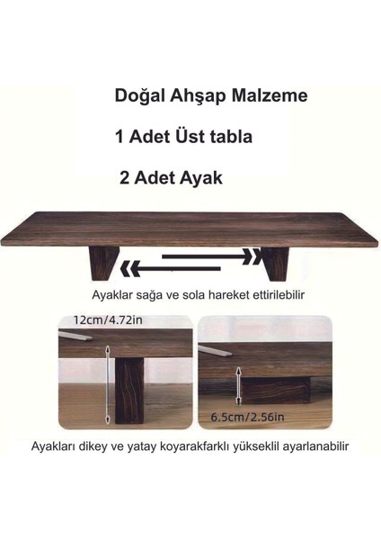 Luxury Masif Doğal Ahşap Monitör Yükseltici Monitor Altlığı Monitör Sehpası (60 cm x 18 Cm) 1 Adet