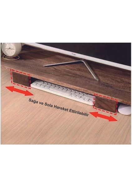 Luxury Masif Doğal Ahşap Monitör Yükseltici Monitor Altlığı Monitör Sehpası (60 cm x 18 Cm) 1 Adet