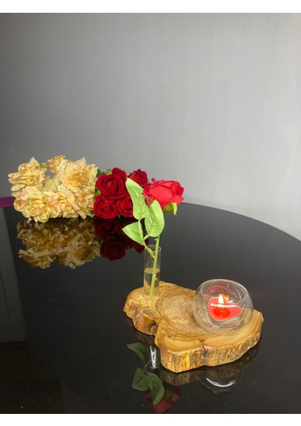 Luxury Zeytin Ağacı Mini Cam Tüp Vazolu Mumluk | Dekoratif Mumluk | Romantik Mumluk 1 Adet