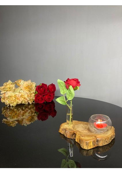 Luxury Zeytin Ağacı Mini Cam Tüp Vazolu Mumluk | Dekoratif Mumluk | Romantik Mumluk 1 Adet fiyatları