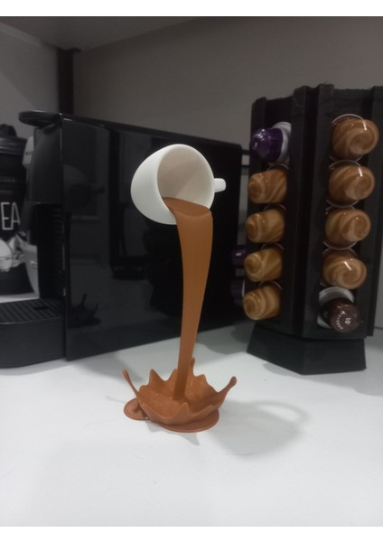 Luxury 3lü Kahve Köşesi 3D Dökülen Kahve Çikolata Biblo Figür 1 Adet