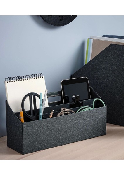 Luxury Masaüstü Organizer 34X16 cm Ikea Kalemlik Bölmeli Organizer Gri Düzenleyici Sert Karton 1 Adet