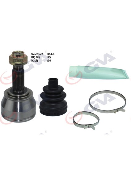Aks Kafasi Diş Ön Doblo 1.9 Jtd 01- Doblo-Albea 1.3 Mtj 05- 25X24X51 152MM Gnzrz