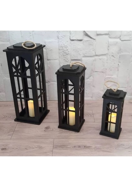 Luxury Dekoratif Ahşap Üçlü Fenerlik ( Mumluk ) 1 Adet modelleri