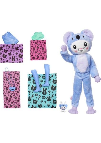 Luxury Cutie Reveal Kostüm Temalı Bebek ve 10 Sürpriz Aksesuar, Koala Kostümlü Tavşancık 1 Adet