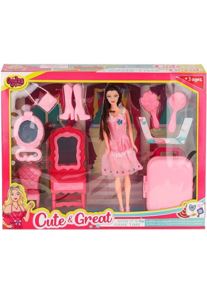 Luxury 02454 Cindy Doll Bavullu Makyaj Masalı Bebek -Oydaş Oyuncak 1 Adet