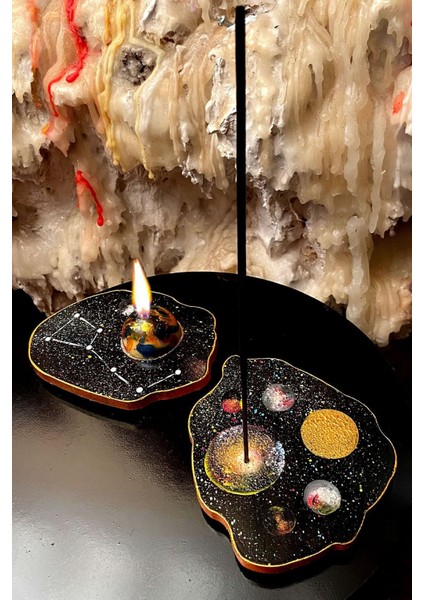 Luxury Dekoratif Hediyelik Astroloji Ay Dönümü ve Yıldızlar Serisi 2'li Tütsülük Mumluk Seti 1 Adet fiyatları