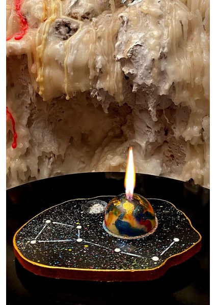 Luxury Dekoratif Hediyelik Astroloji Ay Dönümü ve Yıldızlar Serisi 2'li Tütsülük Mumluk Seti 1 Adet modelleri