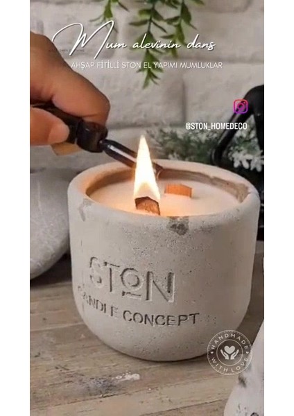 Luxury Marble Glow Kibritli Set – Siyah Beyaz Beton Mum 1 Adet fiyatları