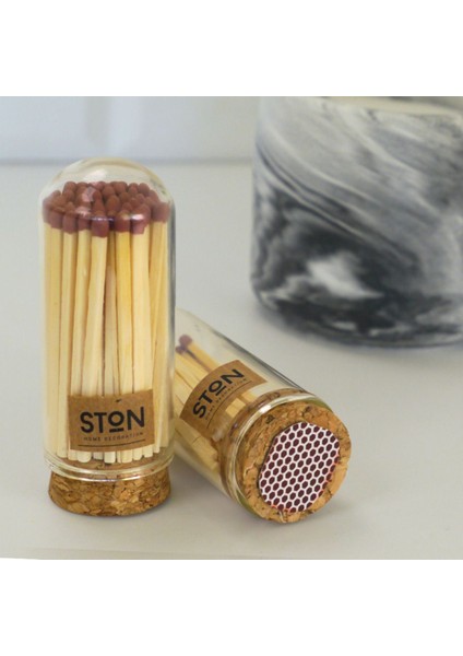 Luxury Marble Glow Kibritli Set – Siyah Beyaz Beton Mum 1 Adet indirimleri
