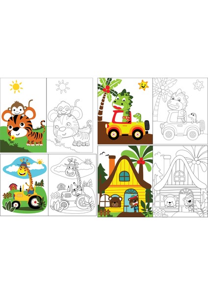 Statik Kağıt Hayvanlı Boyama Çalışma (Set) 100 cm x 150 cm Nrmsa