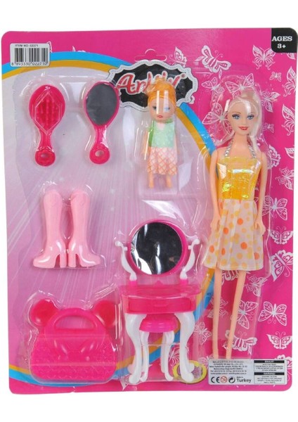 Luxury Anlily Kart Bebekli Makyaj Masali Set / 1 Adet