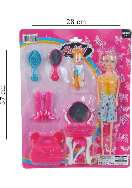 Luxury Anlily Kart Bebekli Makyaj Masali Set / 1 Adet