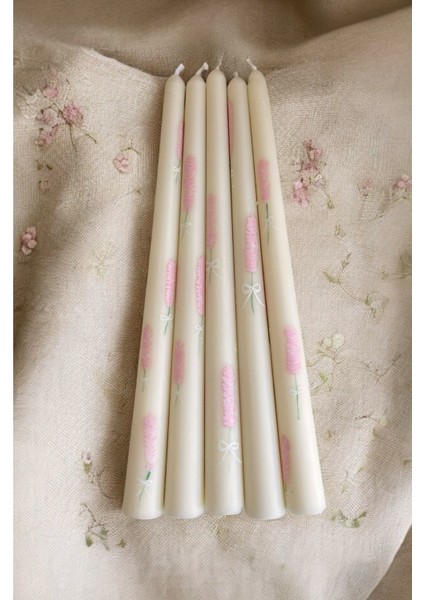 Luxury Vanilya Kokulu Pembe Lavanta Şamdan Mum 100% Doğal Soya Wax 1 Adet