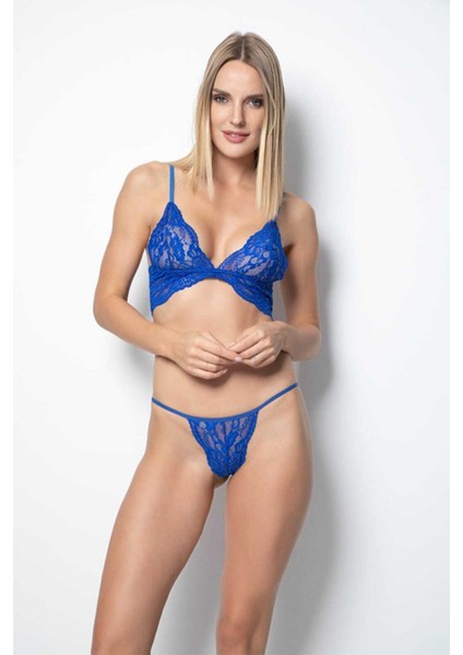 Kadın Mavi Dantel Bralet Sütyen ve Külot Takımı fiyatları
