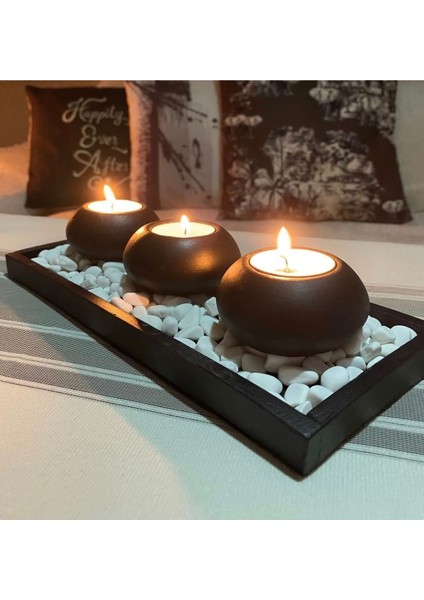 Luxury Siyah Beton Tabaklı Mumluk 1 Adet