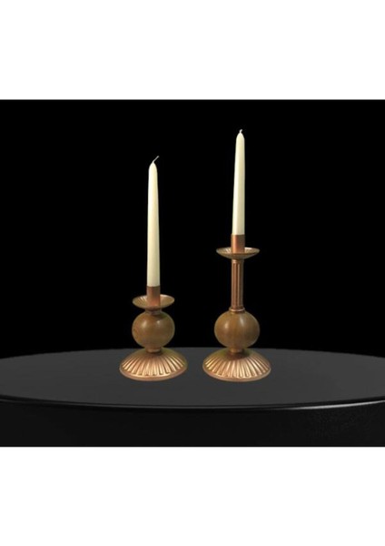 Luxury Ikili Pino Mumluk Ahşap Top Detaylı Bakır 1 Adet