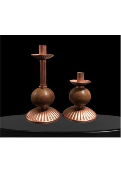 Luxury Ikili Pino Mumluk Ahşap Top Detaylı Bakır 1 Adet
