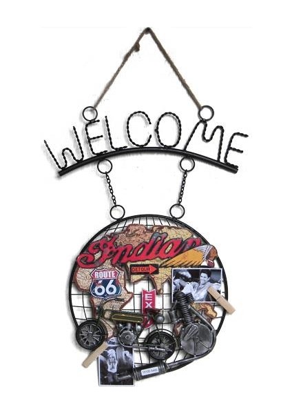 Dekoratif Metal Kapı Welcome Motosiklet Dekorlu Hediyelik