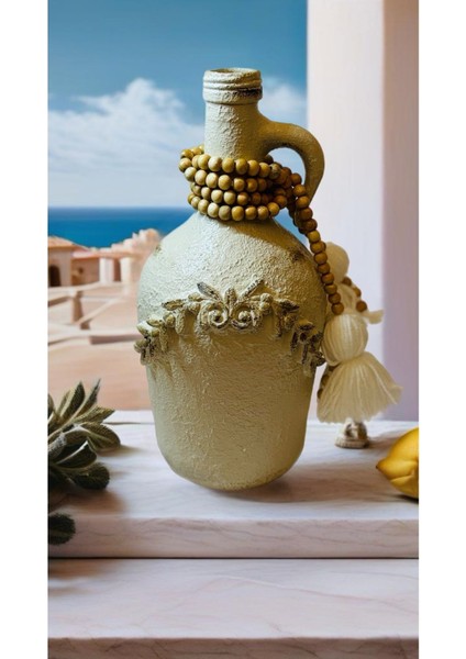 Luxury Beyaz Dokulu Handmade Sürahi Şamdan 1 Adet