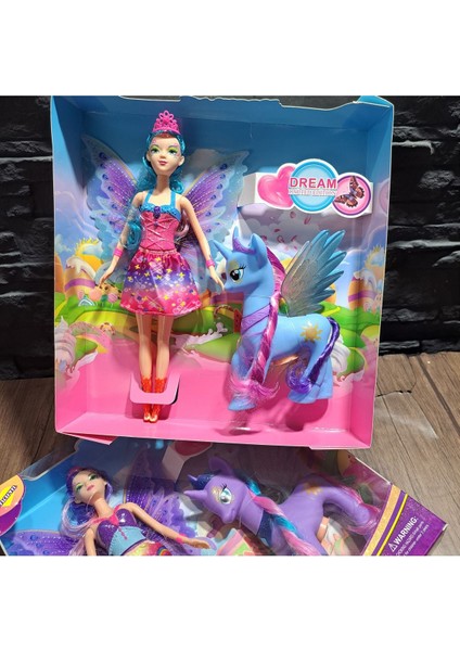Luxury Oyuncak Kanatli Et Bebek Elbi̇seli̇ Poni̇ Atli Uzun Saçli 30X32CM 1 Adet modelleri