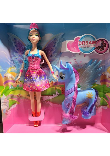 Luxury Oyuncak Kanatli Et Bebek Elbi̇seli̇ Poni̇ Atli Uzun Saçli 30X32CM 1 Adet indirimleri