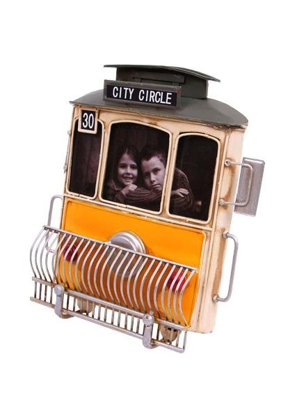 Dekoratif Metal Çerçeve Tramvay Temalı Vintage Hediyelik