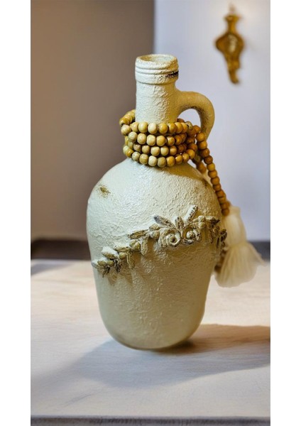 Luxury Beyaz Dokulu Handmade Sürahi Şamdan 1 Adet