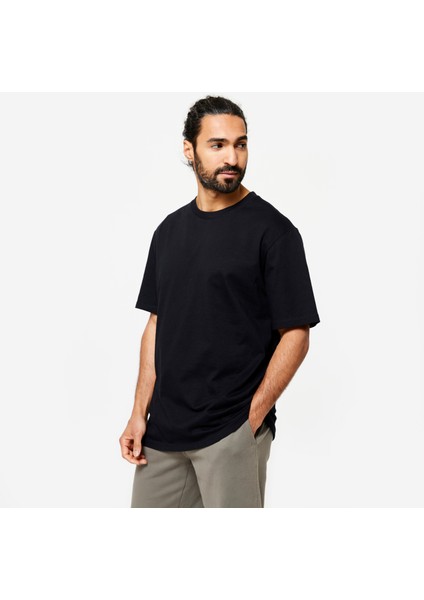 DOMYOS Erkek Siyah Regular Spor Tişörtü 500 Essentials - Fitness modelleri