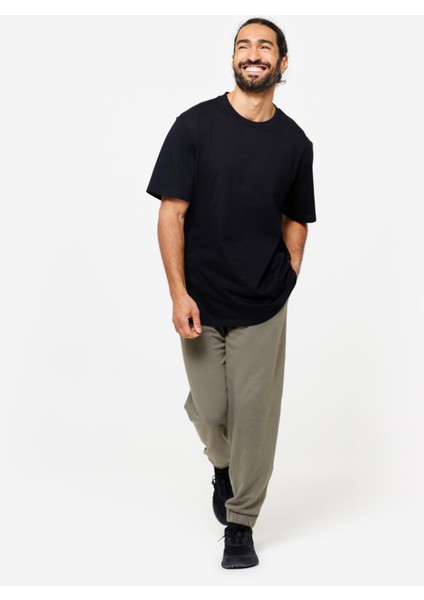 DOMYOS Erkek Siyah Regular Spor Tişörtü 500 Essentials - Fitness fırsatları