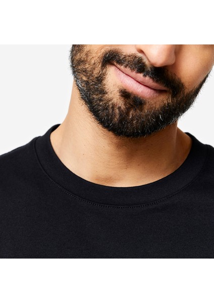 DOMYOS Erkek Siyah Regular Spor Tişörtü 500 Essentials - Fitness indirimleri