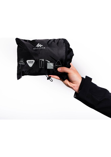 Quechua Erkek Outdoor Su Geçirmez Üst Pantolon - Siyah - Mh500