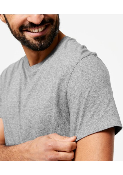 Domyos Erkek Gri Spor Tişörtü 100 - Regular - Fitness Hafif Antrenman