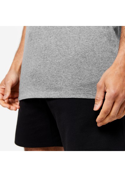 Domyos Erkek Gri Spor Tişörtü 100 - Regular - Fitness Hafif Antrenman