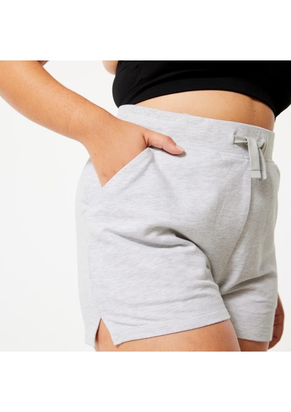 Domyos Kadın Alacalı Açık Gri Slim Spor Şortu 520 - Fitness