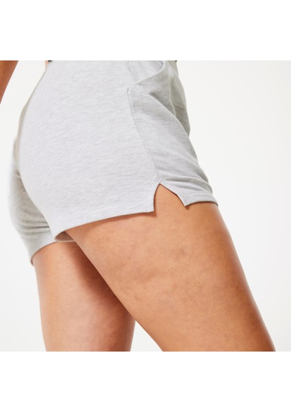 Domyos Kadın Alacalı Açık Gri Slim Spor Şortu 520 - Fitness